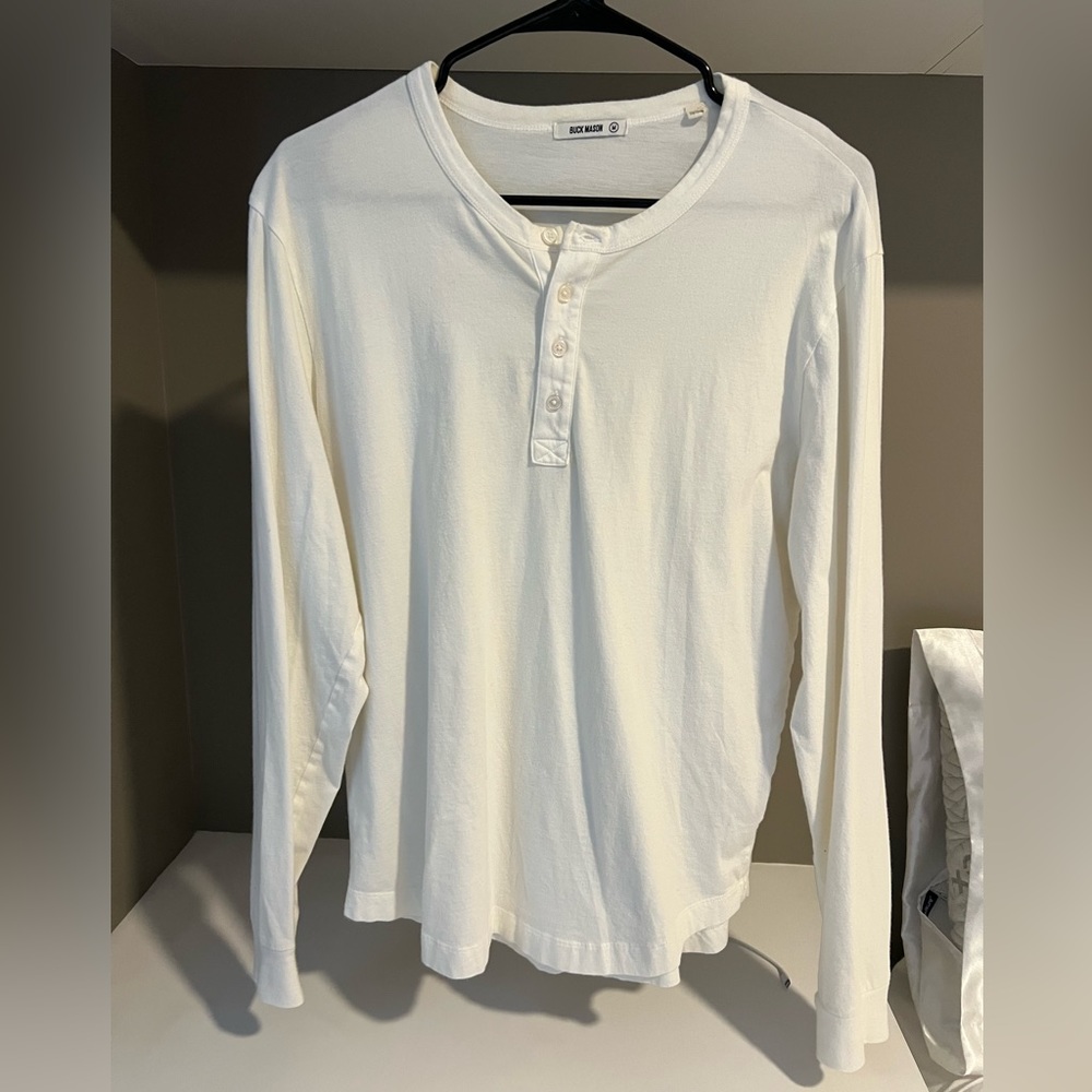 Buck Mason white henley shirt